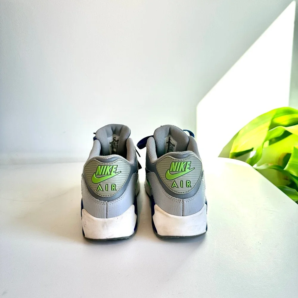 Nike Air Max 90 Wolf‎ Grey Deep Royal Blue Electric Green 724821-005 Kids 6Y